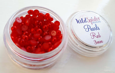 3mm Red flat back pearls