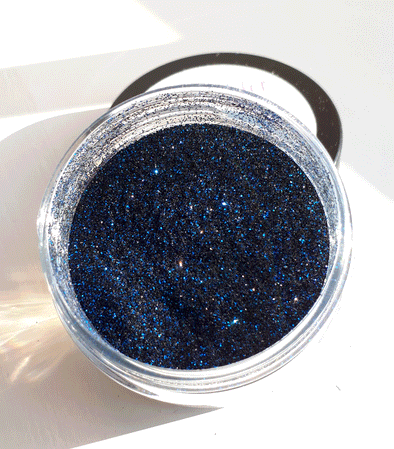 Midnight Blue Glitter in its pot.